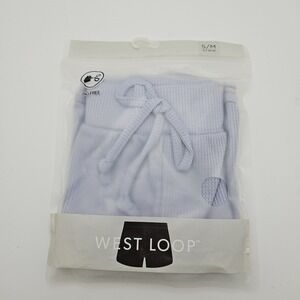Lounge Short Womens S/M Blue New Waffle Knit Drawstring West Loop Pajama Bottoms